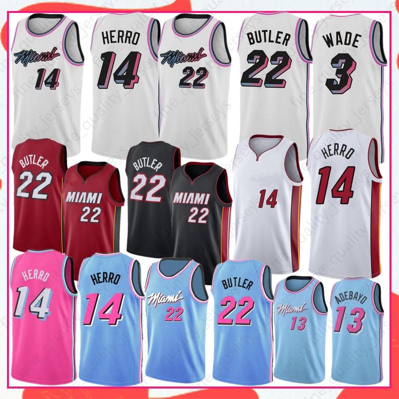 

Jimmy 22 Butler Tyler 14 Herro Basketball Jerseys Miami Heat 13 Adebayo 13 Bam Dwyane 3 Wade 7 Goran 55 Duncan Robinson Dragic 2021, Black;red