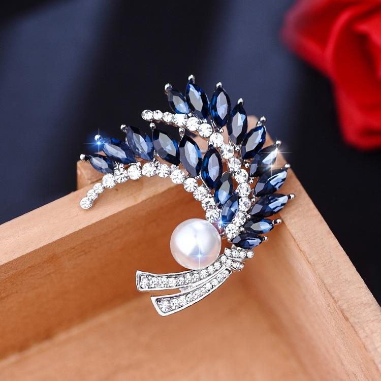 

Pins, Brooches Luxury Clear Blue Red Crystal Wheat Brooch For Women Lady Elegant Party Wedding Engagement Jewelry Quality