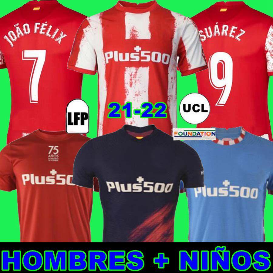 

Atletico soccer jerseys 21 22 JOÃO FÉLIX MADRID 2021 2022 M. LLORENTE KOKE SAUL SUAREZ Correa Carrasco camiseta football shirts uniforms men, Black;yellow