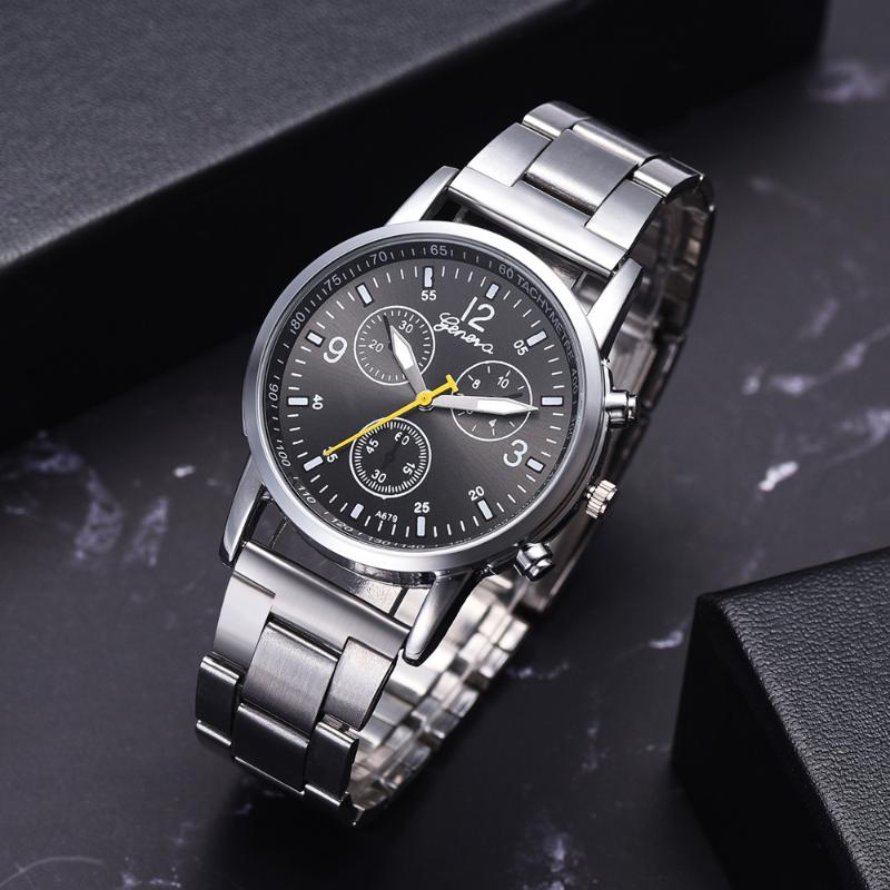 

Wristwatches 2021 Geneva Men Watches Sports Stainless Steel Quartz Wholesale Prices Direct Selling Relogio Masculino, Black