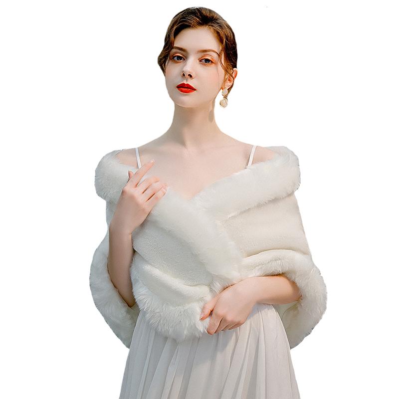 

Wraps & Jackets Women's Wedding Faux Fur And Shawls Bridal Stoles Scarf For Bride Bridesmaids Evening Party Shrugs, White