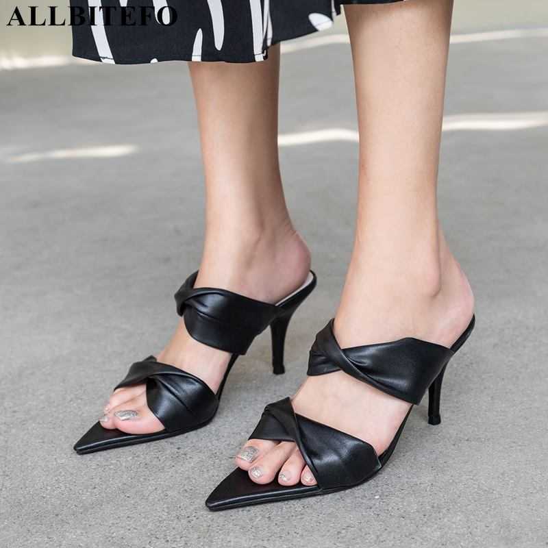 

ALLBITEFO sexy high heels women shoes quality heel summer wedding slippers 210611, As picture