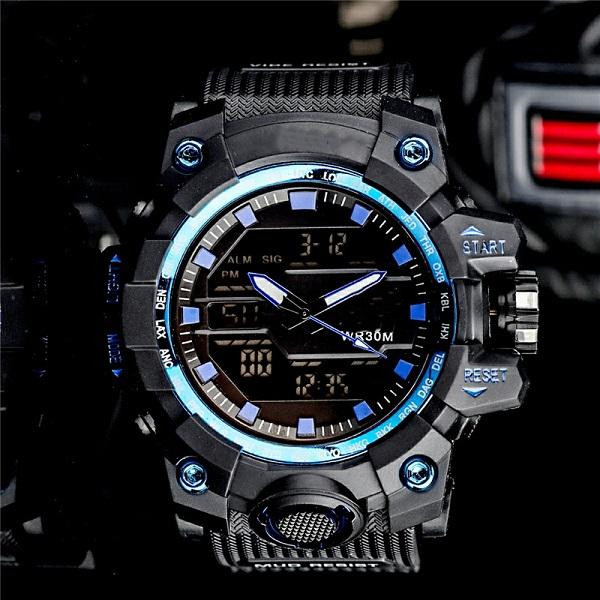 

Men's Leisure Sports Quartz Watch DZ7333 Waterproof and Shockproof World Time LED Digital Display PU Band