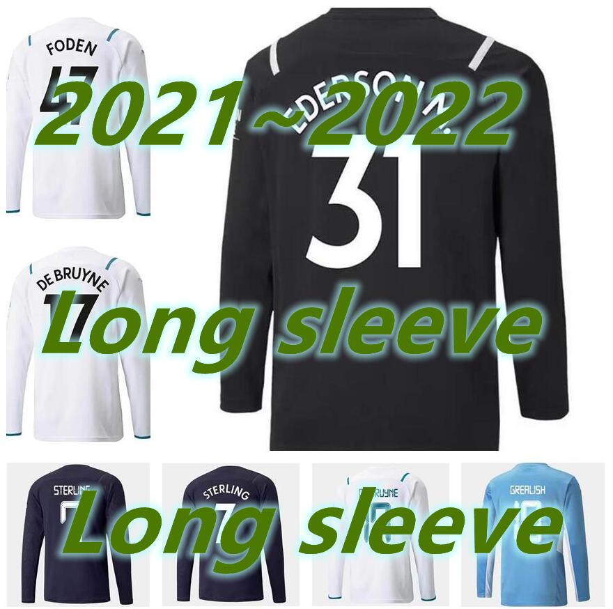 

Long sleeve GREALISH DE BRUYNE soccer jerseys 21 22 G. JESUS STERLING FERRAN FODEN MAHREZ BERNARDO 2021 2022 football shirts uniform
