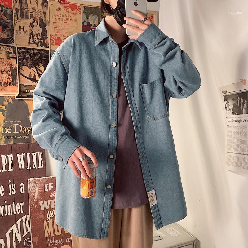 

Spring And Autumn Youth Solid Color Single-breasted Denim Long-sleeved Shirt Fashion Casual Wild -2XL1, Black