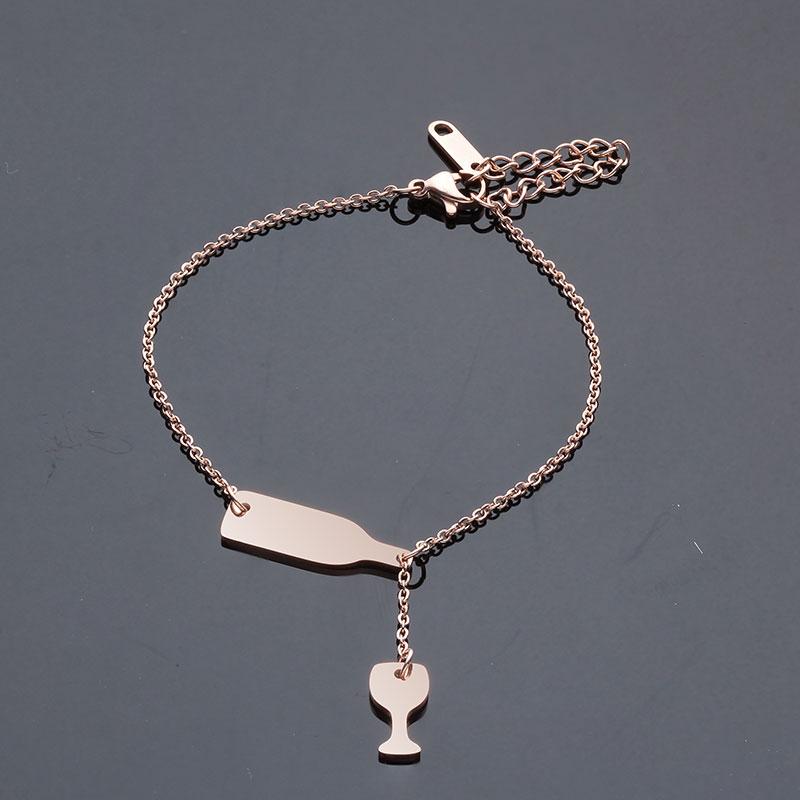

Link, Chain WAWFROK Fashion Women's Wine Bracelet Rose Gold Colour Stainless Steel Beer Bracelets Unique Design Jewelry