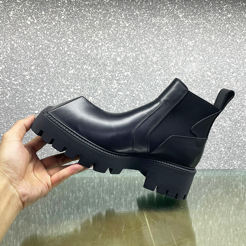 

Increased 5cm Men Chelsea Boots Cute Square Head Men's Ankle Martin Boot Thick Bottom Designer Man Famous Party Wedding Shoes, Black
