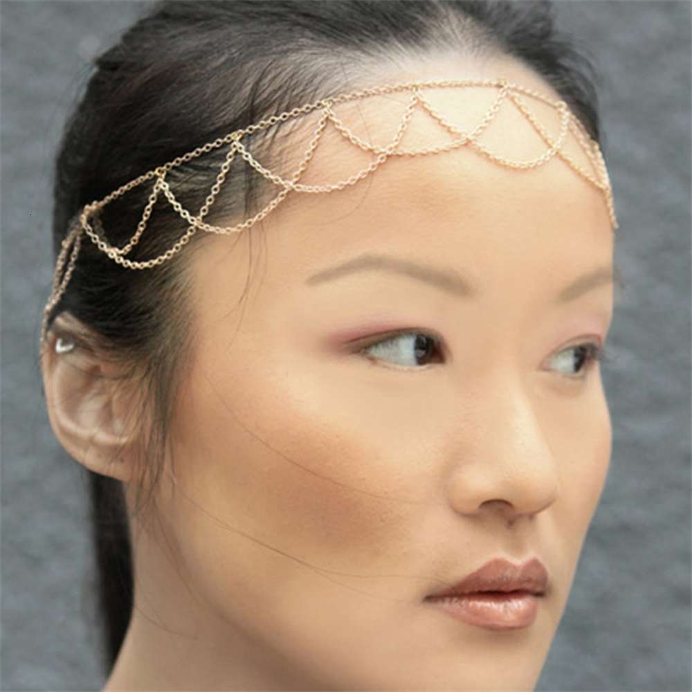 Headdress British fashion nightclub exaggerated metal chain fringes hairband headdress-image-695843816