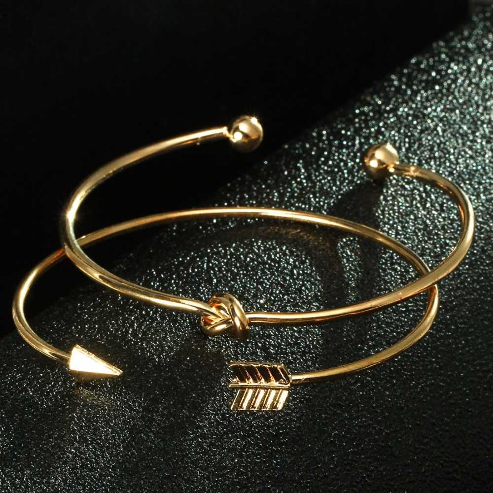 

Fashion Knot and Arrows Goldplated Bangle for Women Party Multiple Layer Bracelet Simple Bangle Femme Boho Jewelry Wholesale Q0719