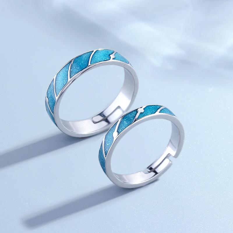 

Cluster Rings 925 Sterling Silver Meteor Shower Love Ring Resizable Lovers' Couple Boyfrid Girlfriend Gift, Golden;silver