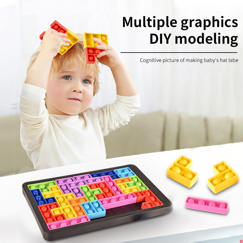 

26PCS Fidget Toys Tetris Jigsaw Puzzle Decompression Reliver Stress Anti-stress Fidgets Bubble Sensory to Relieve Autism