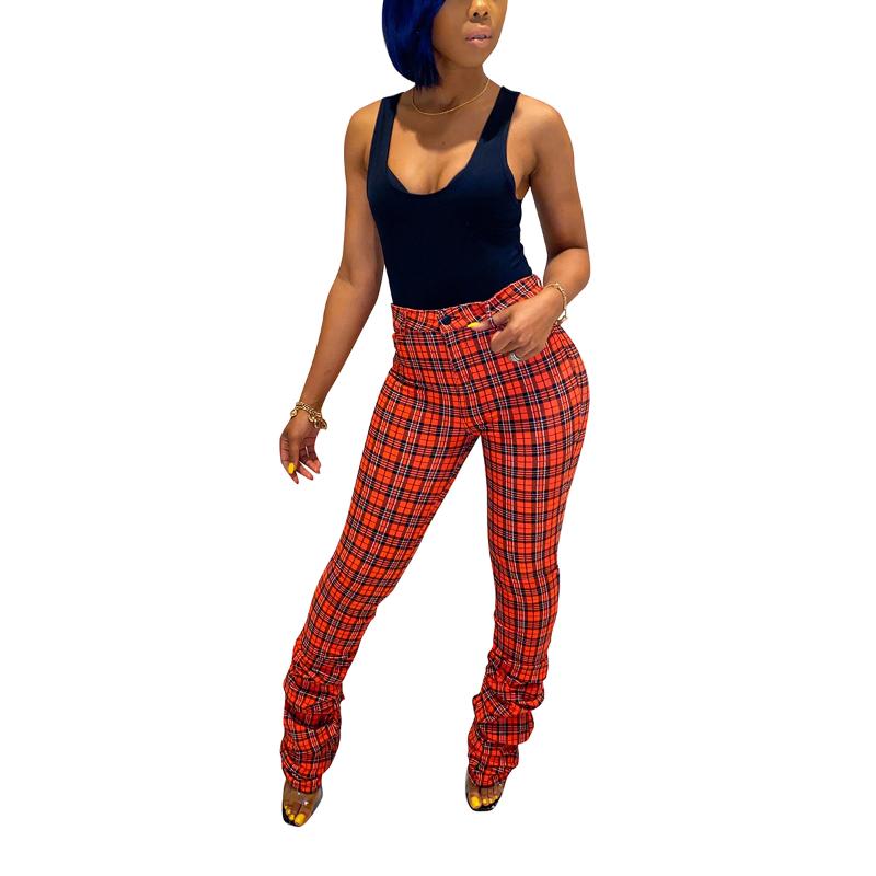 Red Plaid Pants Women Australia | New 
