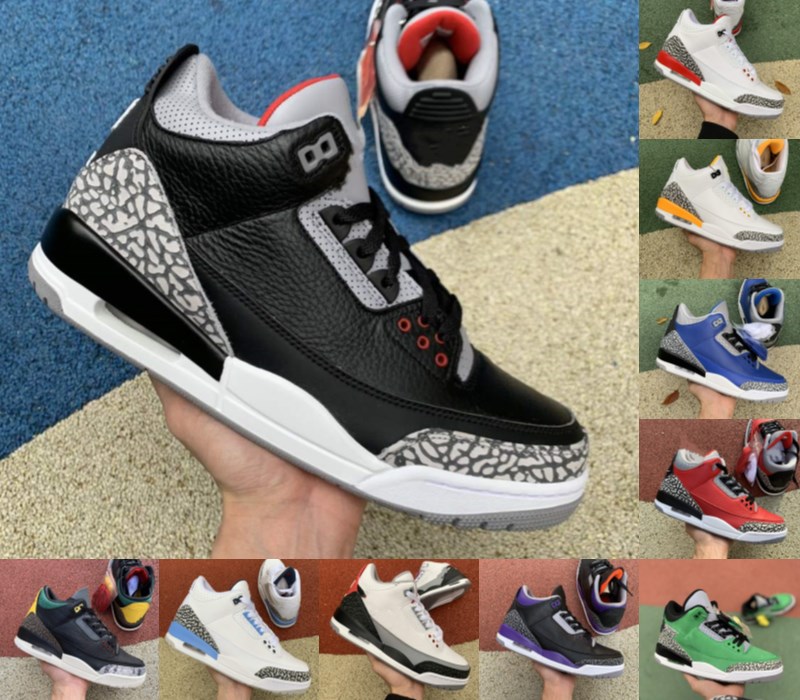 

2021 Mens 3s 3 shoes UNC Jumpman sneakers Court Purple Cool Grey Katrina fragment Varsity Royal NRG Cement White Black Orange Red With box US 7-12