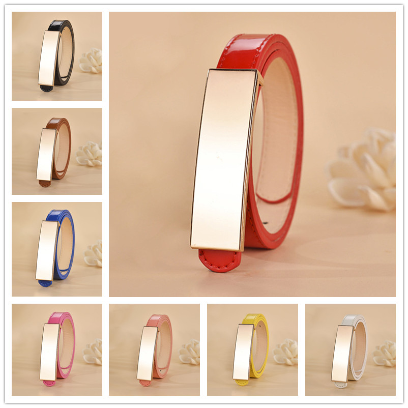 

Designer Kids metal buckles Smooth buckle belt Girls Patent Leather princess dress belts Lady Accessories Women all-match Pants Waist Strap A7317, Red