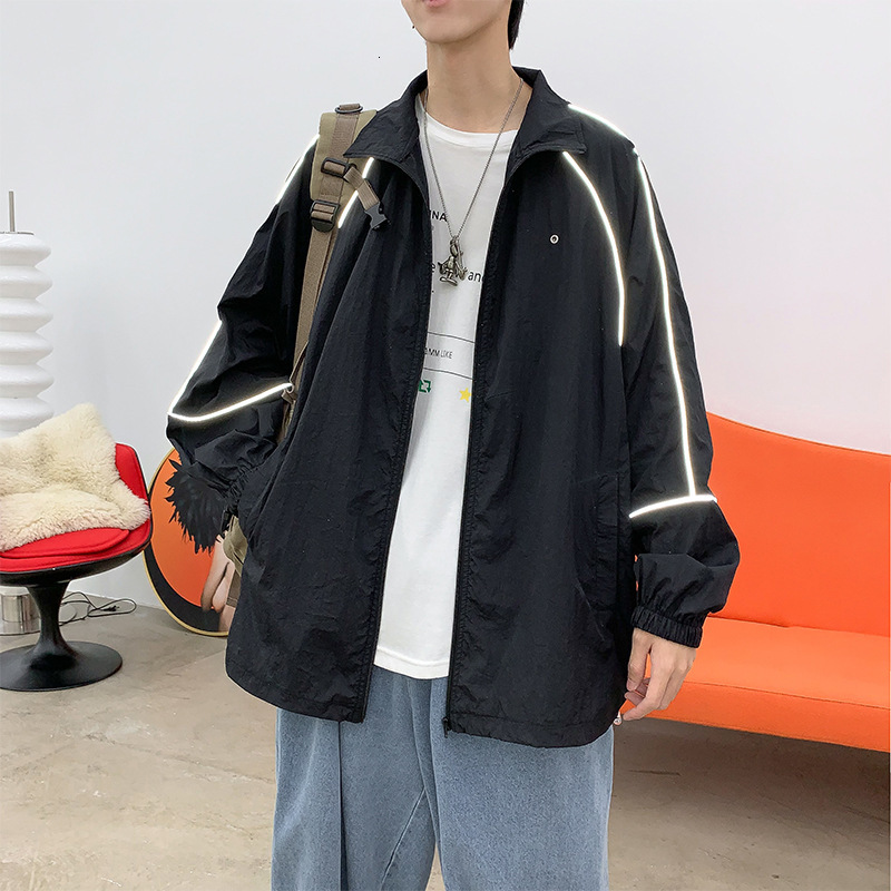 

Men's Jackets summer thin jacket Korean version of the trend reflective sunscreen coat teenage versatile W351, White