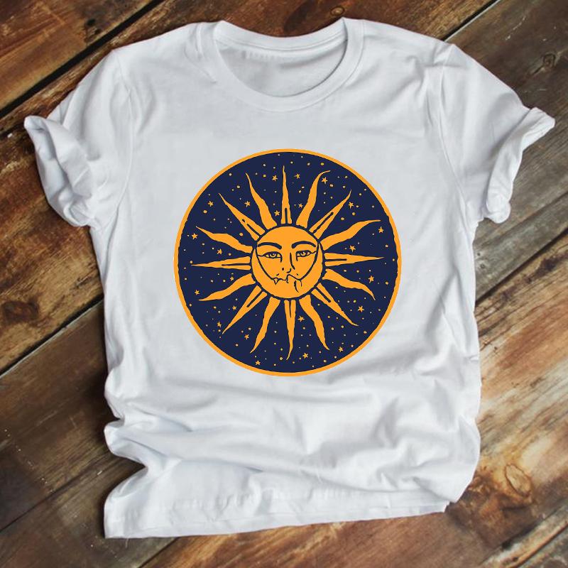 

Women' T-Shirt Women Clothing Vintage Moon Sun Trend Cute Fashion Short Sleeve Summer Clothes Print Tshirt Female Tee Top Graphic, Gjs24479