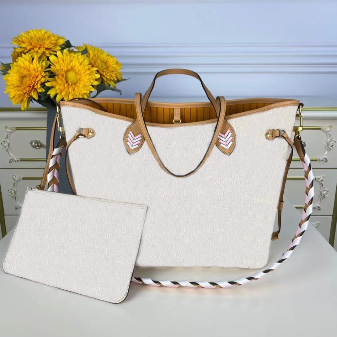 

N50047 mm tote bag lattice 2pcs set Women Shoulder Bags Handbag Purse Flower Clutch ESCALE SPEEDY Crossbody Luxury Leather Shopping retro Backpack high quality, White