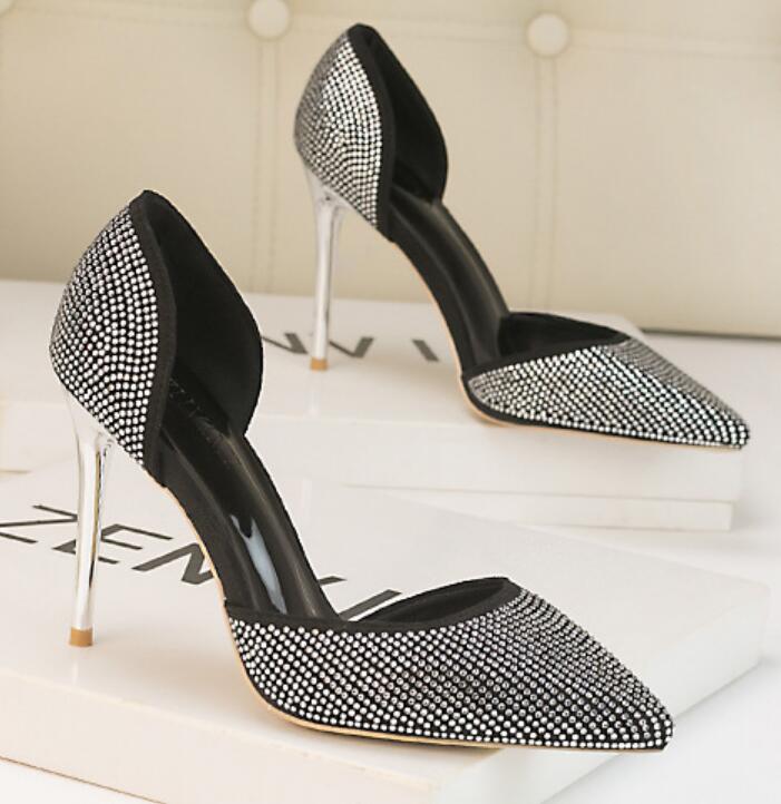 

2022 Dress Shoes Sandals High-Heel-Strap American-Fashion-Style Women for European System-Chain, Black