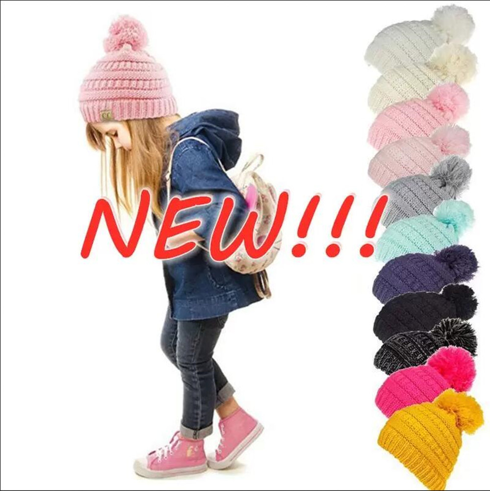

NEW!!! Beanie Kids Knitted Hats Kids Chunky Skull Caps Winter Cable Knit Slouchy Crochet Hats Outdoor Warm Autumn Beanie Cap 11 Colors 50pcs FY4947