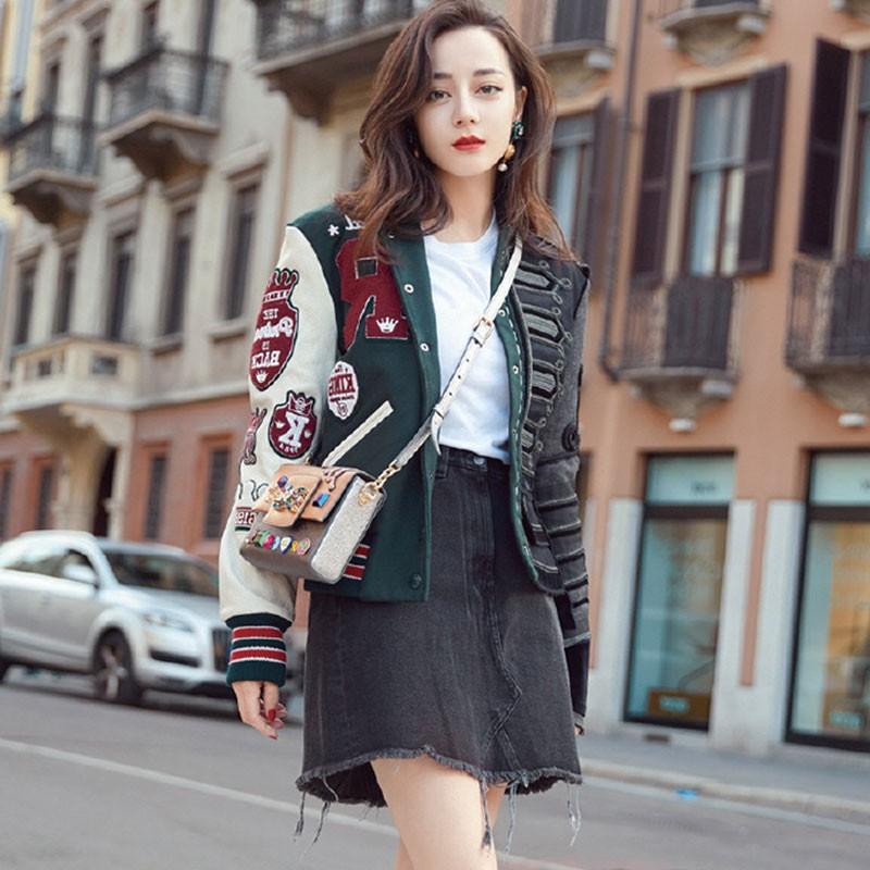 Women's Jackets 2021 Winter Harajuku Letter Appliques Jacket Coat Women Runway Designer Patchwork Female Korean Street Overcoat Clothes