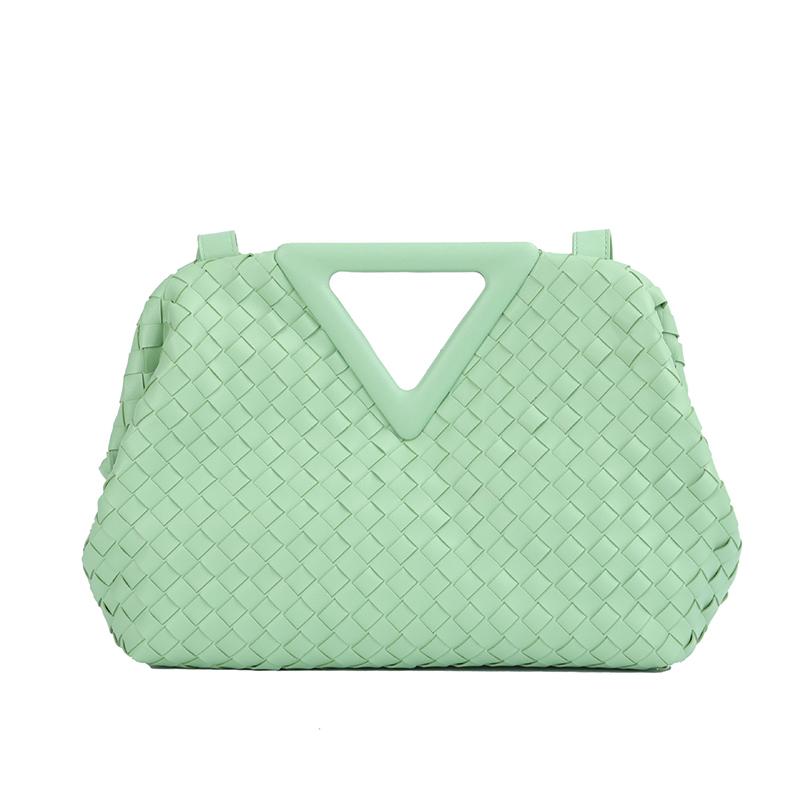 

Shoulder Bags Clutch Totes For Women 2021 Trendy Triangle Handle Brand Designer Luxury Messenger Females Woven Soft, White