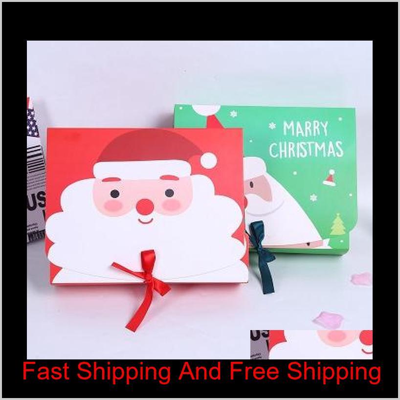 

Wrap Event Festive Supplies Home Gardenchristmas Eve Big Gift Santa & Fairy Design Papercard Kraft Present Party Favour Activity Box 24*19.5*7cm