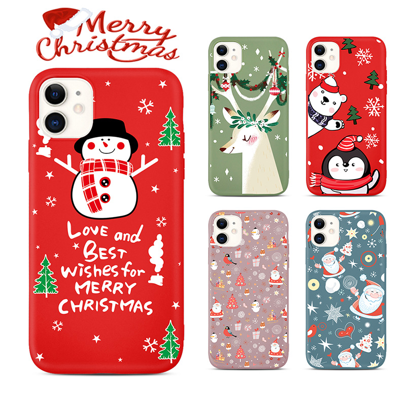 

Christmas Decorations Deer Santa Claus Phone Cases For 11 12 13 Pro XS Max XR X 7 8Plus Phone TPU Cartoon 2021 Xmas Gifts New Year 2022, Red