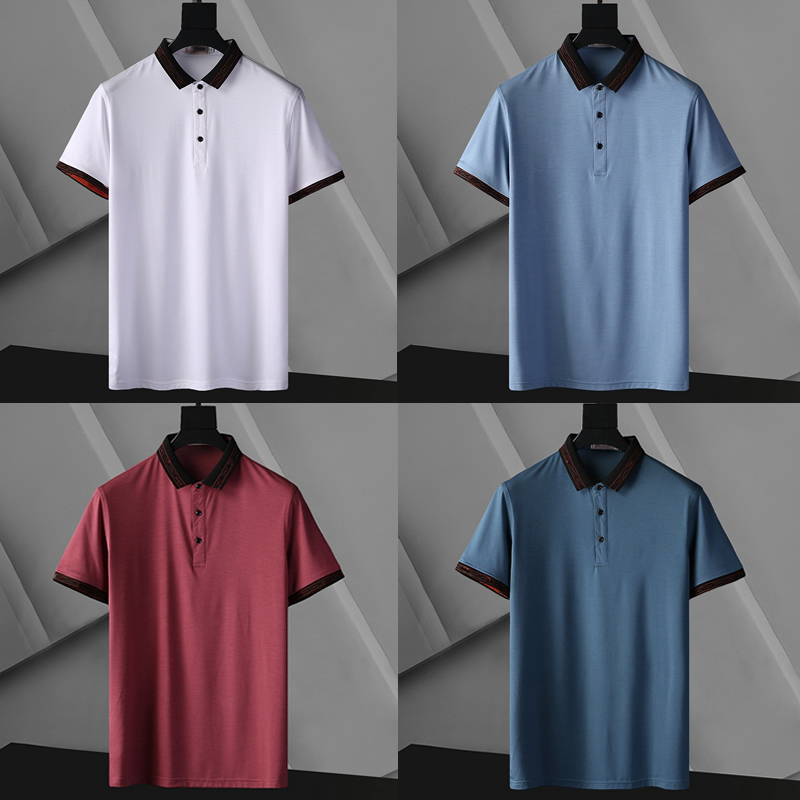 

100% cotton Mens Shirts stripe Slim Fit Casual polo shirts Business fashion clothe Embroidery Letter Hip Hop Style mens clothing M-3XL, White;black