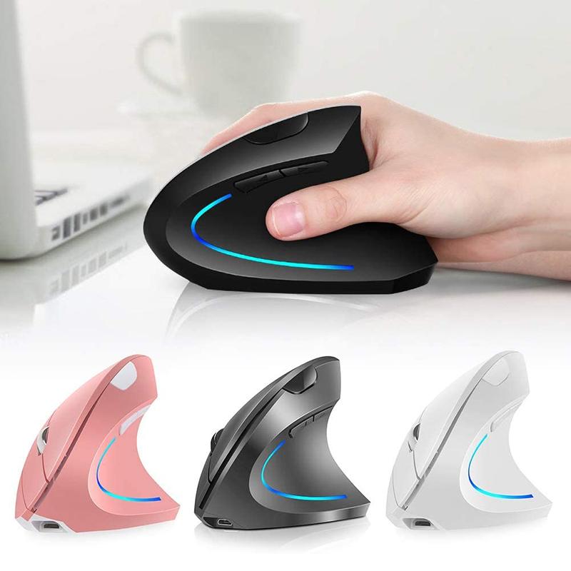 

Mice Ergonomic Vertical Gaming Mouse Wireless Rechargeable Computer 2400 DPI USB Optical 5D Pink Mause Gamer With RGB Light