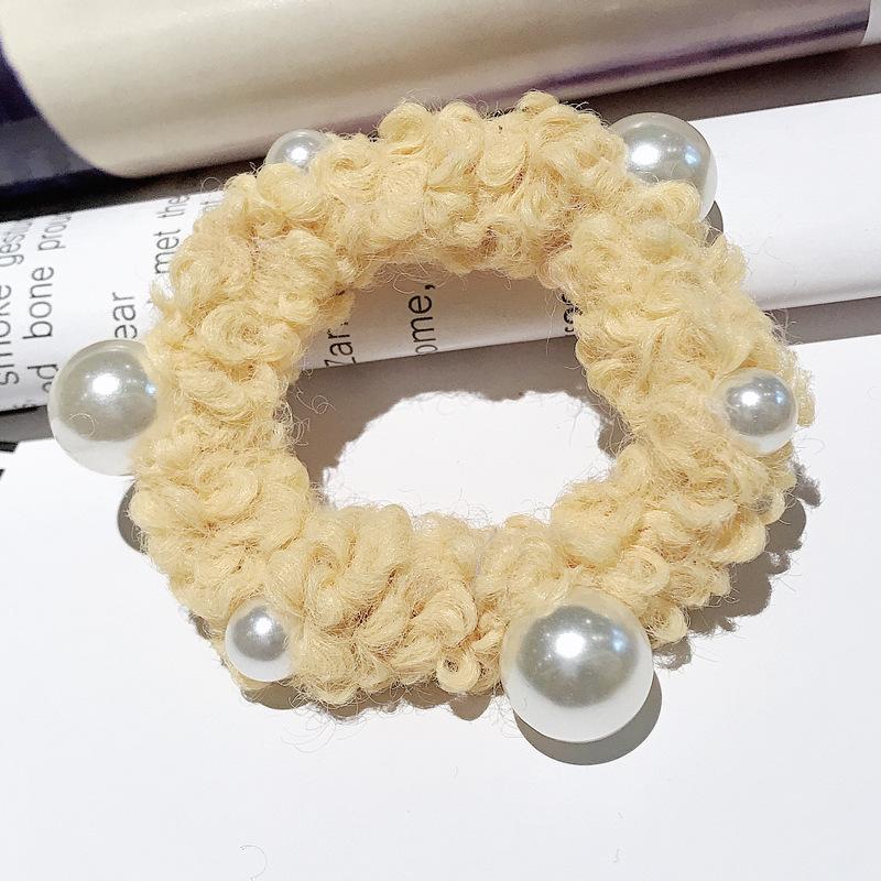 

Hair Clips & Barrettes Fashion Women Curly Plush Rubber Bands Elastic Simulated Pearls Holder EA, Golden;silver