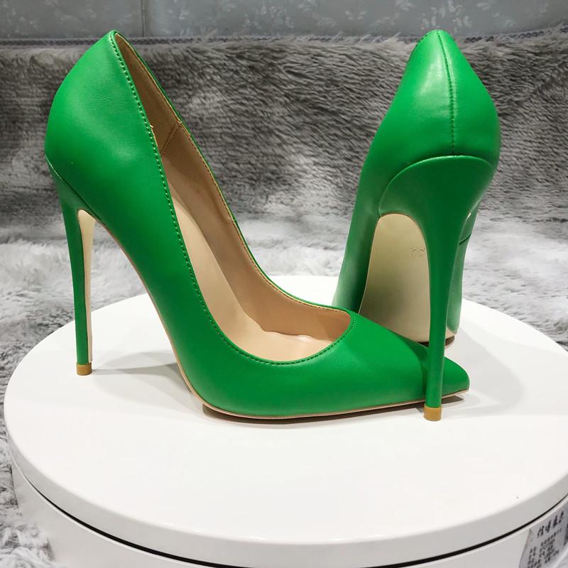 

Dress Shoes 10cm Green High Heels Women Thin Pointed Toe Shallow Single Fashion 2021 Autumn Sexy Super Lady, Green 12cm