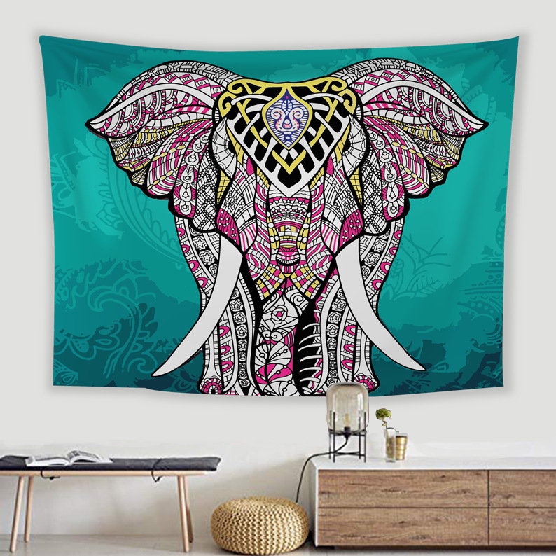 

Large High Quality Wholesale 150*200cm Printed Colorful Elephant Tapestry Wall Hanging for Room Office House Garden Decoration