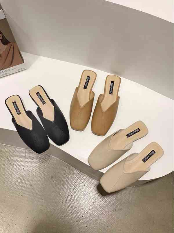 

Baotou slippers women wear new half fashion Muller shoes cool, Black