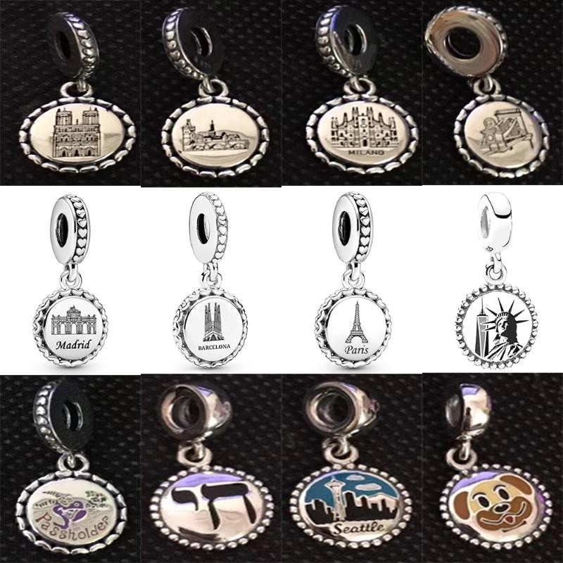 

Charms 2021 100% 925 Sterling Silver Banner Pendant Dangle Charm Fit Diy Women Europe Original Bracelet Fashion Jewelry Gift, Bronze;silver