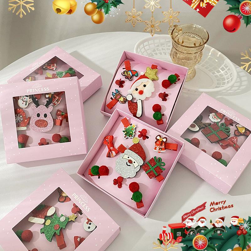 

Hair Accessories 8/9Pcs/set Clip Set Christmas Girls Cartoon Clips Headwear Snowman Hairpins Barrettes Xmas Headdresss