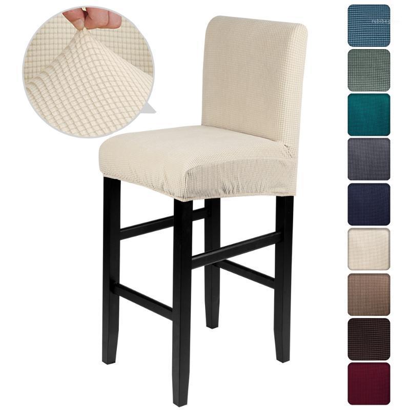 

Solid Jacquard Chair Covers Spandex Bar Stool Seat Protector Slipcovers Anti-dirty Removable Forel Banquet