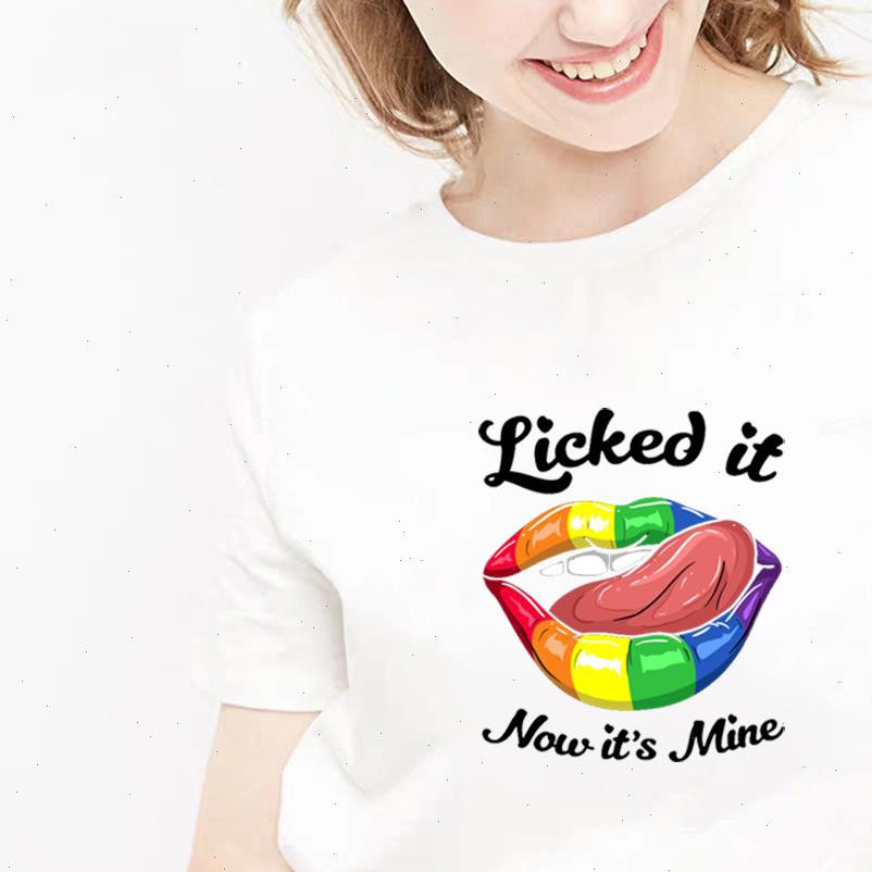 

women red t shirt mouth lip print shirts base o neck short sleeve all match, White