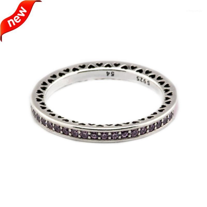 

Cluster Rings Radiant Hearts Silver Ring With Light Pink Clear CZ 100% 925 Sterling Jewelry For Women, Golden;silver