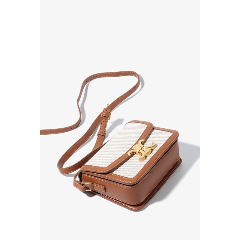 

2021 new four seasons commuter canvas tofu small square women's bag Single Shoulder Messenger Bag, Brown