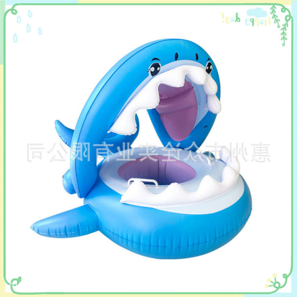 

Swimming ring shark with hood PVC inflatable children's swimming detachable sunshade seat ring