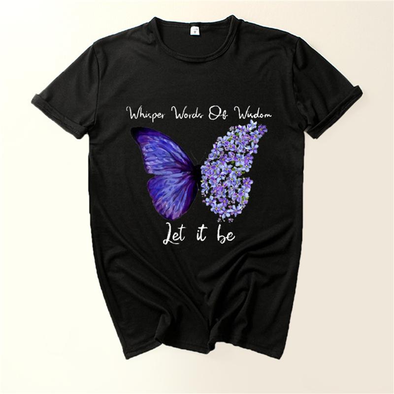 

Women' T-Shirt Creative T-shirts Trendy Sunflower Butterfly Letter Printed Short Sleeve Ladies Summer Fashion Tee Tops, Black