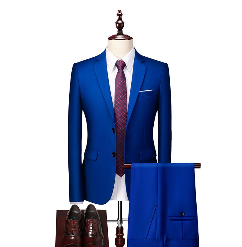 

Men's Suits & Blazers 6XL ( Jacket + Pants ) High-end Brand Solid Color Formal Business Suit 2-piece Set Groom Wedding Dress Party, White;black