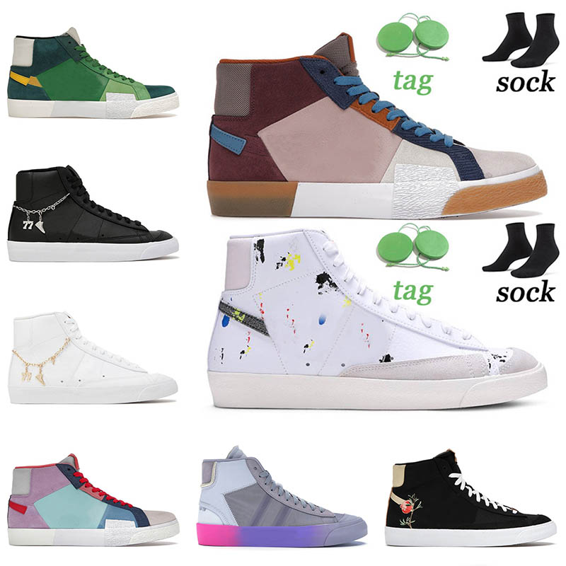 

Outdoor Jogging Sneakers Blazer Mid 77 Running Shoes All Hallows Eve Vintage Pine Green Vintage Zig Zag Pregame Pack Motivation Women Men Sports Trainers Size 36-45, A13 black pendants 36-45