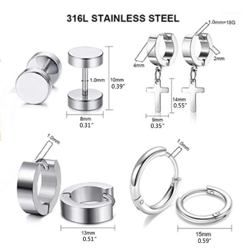 

20Pc Stainless Steel Huggie Hinged Earrings Kit Kpop Korean Fashion Jewerly Stud, Golden;silver