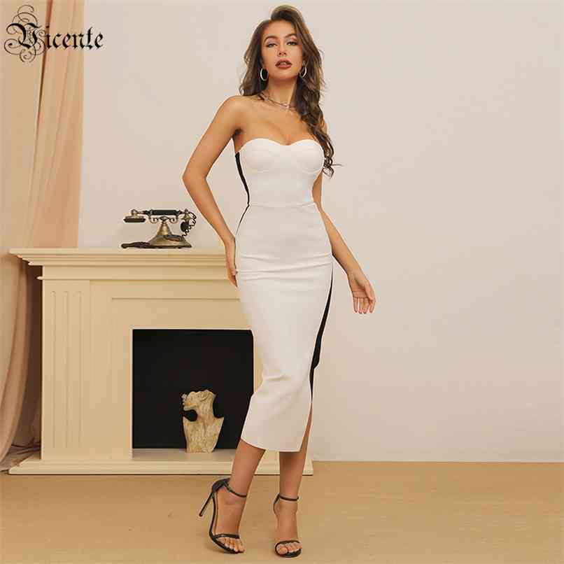 

Women's Dress Celebrity Party Cocktail Color Matching Design Tube Top Bandage Mid-length 210520, White
