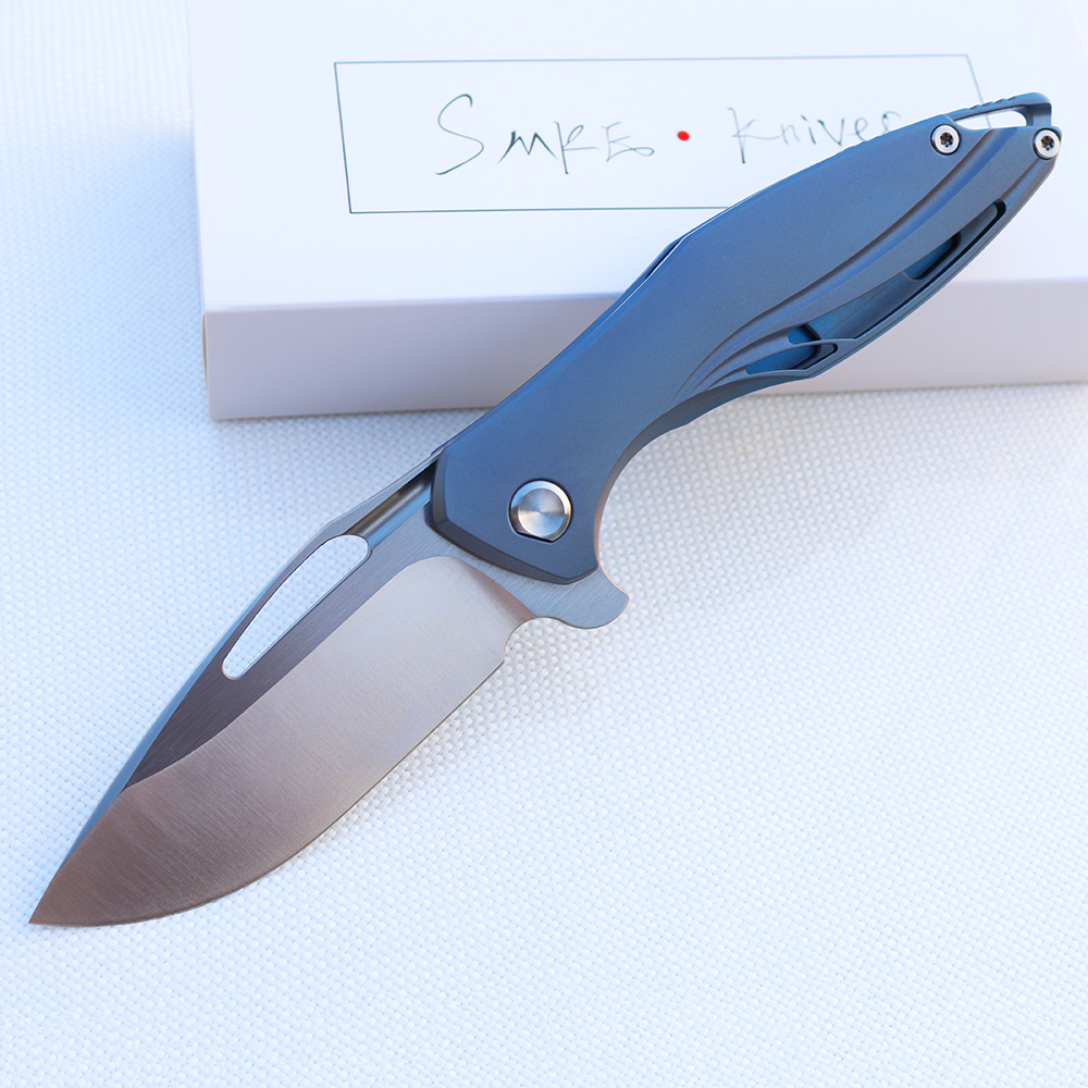 

Smke Knives Custom Arius Flipper Pocket Folding Knife M390 Satin Blade Anodized Titanium Handle Tactical Survival Knife Outdoor Camping EDC