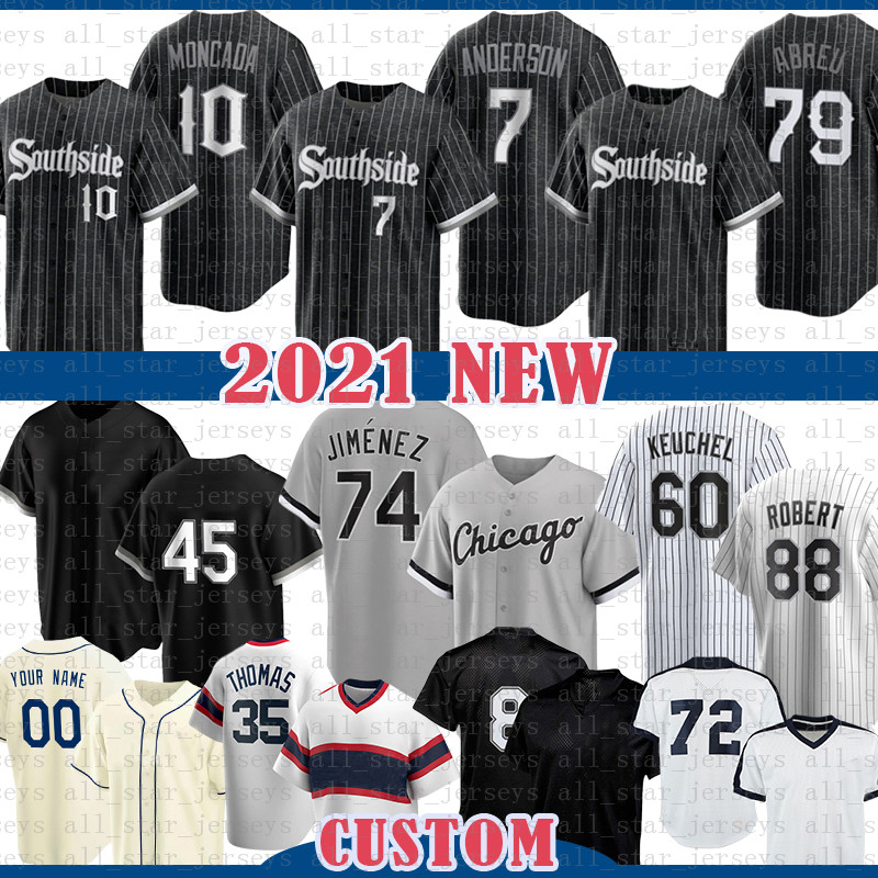

7 Tim Anderson Eloy Jimenez Southside Baseball Jersey Chicago 45 Michael Yermin Mercede Bo Jackson Jose Abreu Yoan Moncada Thomas Carlton Fisk Luis Robert Keuchelv, 2021 new (baiwa)