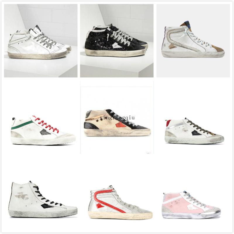 

New Release Italy Brand Mid Star Sneakers High Top Shoe Women Slide Francy Shoes Golden Classic White Do -Old Dirty iD, Star14