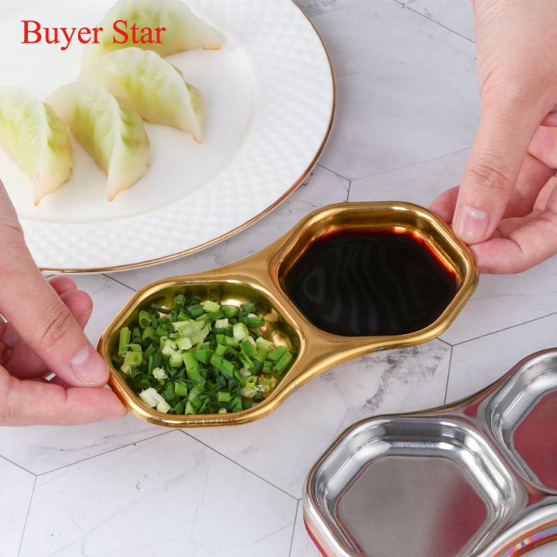 

Dishes & Plates 1PC Sauce Dish Stainless Steel Soy Tomato Salt Vinegar Sugar Spices Flavor Condiment Dip Bowls Korean BBQ Home Kitchen