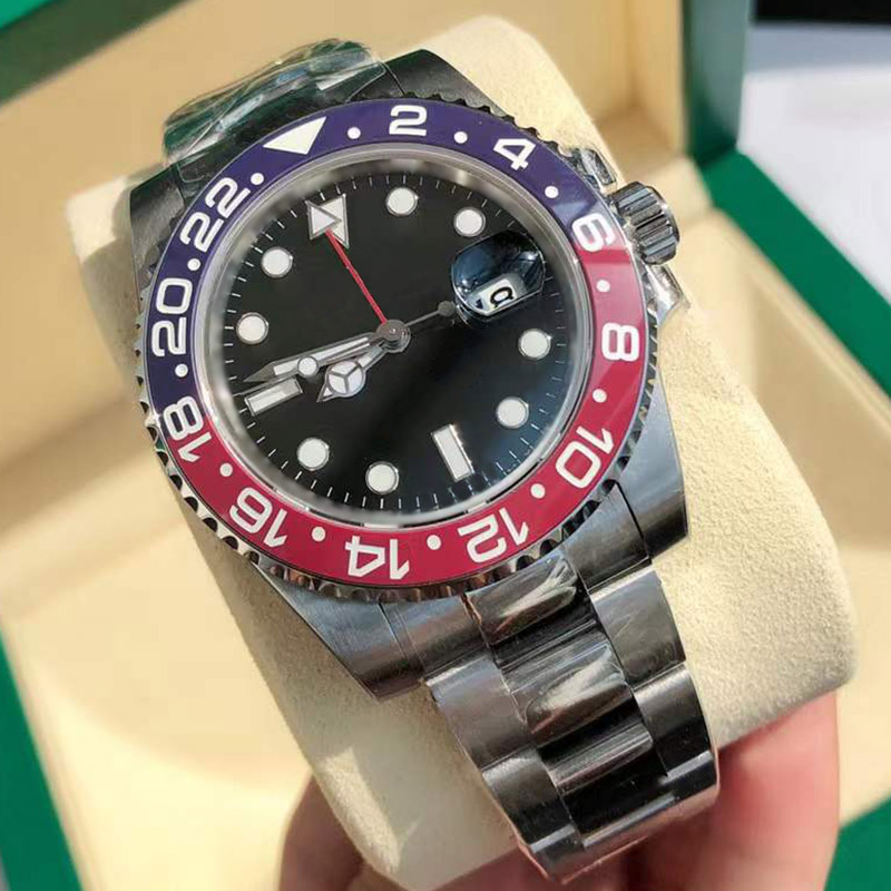 

Mens automatic Mechanical Watches montre de luxe 41MM full stainless steel Red blue Ceramic Sapphire glass Super Luminous Top Quality Wristwatch, Tool